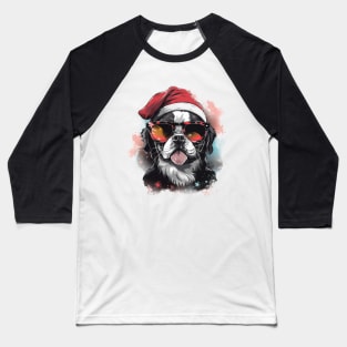 Magical Christmas French Bulldog in the snow: cute four-legged friend with festive hat Baseball T-Shirt